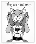 ambiguous_gender anthro collar eyes_closed floppy_ears heart_symbol interspecies looking_up male smile solo teeth text nikraccoom koira_(nik159) tonka_(nik159) canid canine canis domestic_cat domestic_dog felid feline felis mammal 2021 absurd_res comic english_text greyscale hi_res monochrome url