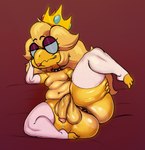 anthro anus balls bedroom_eyes big_balls big_butt big_penis blonde_hair butt choker clothed clothing cosplay crossdressing crown eyewear genitals glasses gloves hair handwear headgear hi_res jewelry kamek kingofacesx koopa legwear lipstick looking_at_viewer lying magikoopa makeup male mario_bros moobs mostly_nude narrowed_eyes navel necklace nintendo on_back penis princess_peach scalie seductive slightly_chubby smile solo spiked_choker stockings teapot_(body_type) the_super_mario_bros_movie thick_thighs thigh_highs toeless_legwear toeless_stockings