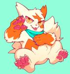 ambiguous_gender fur markings orange_markings pawpads scarf solo tongue tongue_out white_body white_fur yellow_eyes orangetavi nintendo pokemon generation_3_pokemon pokemon_(species) zangoose