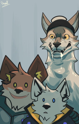 angry anthro blue_eyes bodily_fluids brown_body brown_fur clothed clothing fangs fur group humor long_neck male orange_body orange_eyes orange_fur saliva scary simple_background smile teeth trio white_body white_fur pinumontbalou epic_games fortnite fennix_(fortnite) volpez_(fortnite) wendell_(fortnite) arctic_fox canid canine canis fox mammal red_fox true_fox wolf hi_res meme brother_(lore) brothers_(lore) sibling_(lore)