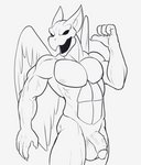 anthro balls empty_eyes genitals gesture hand_gesture humanoid_genitalia humanoid_penis male muscular muscular_anthro muscular_male nipples pecs penis pointing pointing_at_self solo wings fourssss capcom demon's_crest gargoyle's_quest ghosts_'n_goblins arma_(demon's_crest) demon gargoyle