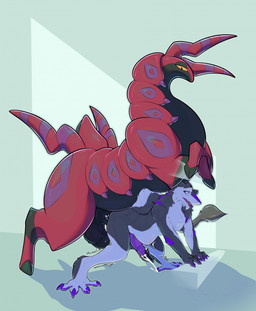 abdominal_bulge all_fours anal anal_orgasm anal_penetration animal_genitalia animal_penis anthro anthro_on_feral anthro_penetrated balls bestiality big_balls big_penis bodily_fluids cum cum_inflation cum_inside cum_while_penetrated duo ejaculation equine_genitalia equine_penis feral feral_penetrating feral_penetrating_anthro fur genital_fluids genitals grey_body grey_fur hands-free horn inflation interspecies male male/male male_anthro male_feral male_penetrated male_penetrating male_penetrating_anthro male_penetrating_male orgasm penetration penis red_body sex tail yellow_eyes willywea nintendo pokemon eather arthropod generation_5_pokemon pokemon_(species) scolipede sergal hi_res