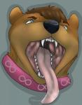 black_nose bodily_fluids collar denotec digital_media_(artwork) drooling fangs front_view hair headshot_portrait hi_res infinite_devotee male mammal mouth_shot mustelid open_mouth otter portrait saliva silvereyes_valentino solo teeth tongue tongue_out uvula