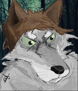 anthro green_eyes male solo unknown_artist canid canine canis mammal wolf