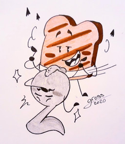 anal anal_penetration balls blush bread dildo duo erection female food genitals male male/female not_furry nude penetration penis role_reversal sex_toy simple_background smile strapon toast ibgross object_mayhem object_shows toast_(object_mayhem) tune_(object_mayhem) animate_inanimate food_creature