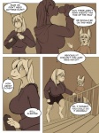 2016 3:4 ailurid anise_(freckles) anthro big_breasts blonde_hair bottomwear breasts brown_theme building bulge clothed clothing comic dialogue digital_media_(artwork) duo english_text equid female foshu_(character) freckles_(artist) gynomorph hair house intersex mammal monochrome red_panda shorts sport stairs text tight_clothing time_lapse
