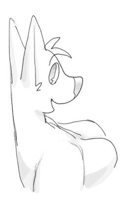 anthro big_breasts breasts female female_anthro fur looking_at_viewer looking_back looking_back_at_viewer nude nude_anthro nude_female open_mouth open_smile side_view simple_background smile solo white_background white_body white_fur twistcmyk canid canine mammal 2025 bust_portrait digital_drawing_(artwork) digital_media_(artwork) hi_res monochrome portrait sketch