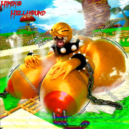 areola big_areola big_breasts big_butt bracelet breasts breath butt chain chained_collar chained_cuffs collar curvy_figure female glistening glistening_body gold_skin golden_body happy huge_breasts huge_butt hyper hyper_breasts hyper_butt jewelry large_female nipple_chain nipple_piercing nipples onomatopoeia panting piercing scar sharp_teeth solo sound_effects spiked_bracelet spiked_collar spikes teeth text tongue tongue_out voluptuous himikohellhound bunnycurves_(modeler) mario_bros nintendo super_mario_sunshine gigi_(thecoatl034) chain_chomp humanoid 1:1 3d_(artwork) digital_media_(artwork) hi_res