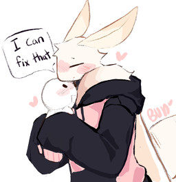 anthro bell bell_collar biped black_clothing black_hoodie black_sclera black_topwear blush blush_lines clothing collar duo fur heart_symbol holding_another hoodie looking_at_another male simple_background slim_anthro slim_male topwear white_background white_body white_eyes white_fur bunonthemoon valeria_(bunonthemoon) arthropod human insect lepidopteran mammal moth 2024 hi_res