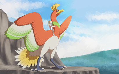 4_toes ambiguous_gender anisodactyl bag blonde_hair bottomwear carrying_another cliff closed_beak clothing cloud day duo feathered_tail feathered_wings feathers feet female feral hair happy landscape larger_ambiguous larger_feral leaning leaning_sideways outside ponytail riding riding_on_back size_difference skirt sky smaller_female smaller_human spread_wings standing straddling tail toes wings chibi-pika third-party_edit european_mythology greek_mythology mythology nintendo pokemon lillie_(pokemon) avian bird generation_2_pokemon ho-oh human legendary_pokemon mammal mythological_avian mythological_bird mythological_creature mythological_firebird phoenix pokemon_(species) 16:10 2019 absurd_res cel_shading digital_media_(artwork) digital_painting_(artwork) hi_res painting_(artwork) shaded widescreen