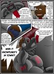 ?! anthro anthro_on_anthro clothing dialogue dominant dominant_male drone duo latex male male/male mind_control muscular muscular_male ringed_eyes smile speech_bubble submissive submissive_male text rubberbuns master_buns wildfire_(rubberbuns) bear felid lion mammal pantherine comic english_text hi_res