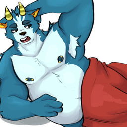 anthro antlers armpit_hair barbell_piercing bed bed_sheet bedding belly blanket blue_body blue_fur body_hair brown_eyes chest_tuft clothing convenient_censorship countershade_fur countershading eyebrows fur furniture gold_(metal) half-closed_eyes horn male mature_male narrowed_eyes nipple_barbell nipple_piercing nipples nude open_mouth overweight overweight_male piercing raised_arm simple_background solo tear_trough thick_eyebrows tuft white_background yawn sleepingfrei animal_crossing nintendo bruce_(animal_crossing) deer mammal 1:1 digital_drawing_(artwork) digital_media_(artwork) hi_res
