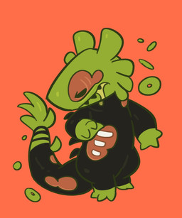 black_body black_eyes feral green_body holidays male red_background simple_background solo standing dog_phenomenon halloween mythology rain_world videocult green_lizard_(rain_world) lizard_(rain_world) mythological_creature undead zombie 5:6 hi_res