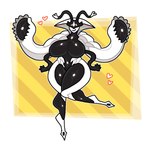 antennae_(anatomy) big_breasts black_body black_tentacles breasts featureless_breasts featureless_feet feet female front_view hand_on_hip heart_symbol huge_breasts looking_at_viewer navel on_one_leg pattern_background simple_background smile solo standing striped_background tentacles thick_thighs white_background white_body white_tentacles wide_hips yellow_background crushtrap the_nova_(ze_blackball.d) alien alien_humanoid humanoid