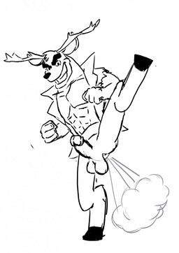4_fingers abs anthro antlers balls biped black_eyebrows black_eyes black_hooves black_line_art black_nose bottomless bottomless_anthro bottomless_male butt butt_from_the_front clenched_teeth clothed clothing collarbone digitigrade ears_outwards erection eyebrows fart fart_cloud fart_fetish fingers fist gas gas_cloud gas_fumes gassy genitals glance grin grinning_at_viewer head_tuft hooves horn humanoid_genitalia humanoid_hands humanoid_penis looking_aside looking_aside_at_viewer looking_at_viewer male muscular muscular_anthro muscular_male on_one_leg open_clothing open_mouth open_smile open_topwear open_vest pecs penis pivoted_ears pose raised_leg simple_background smile smiling_at_viewer smirk smirking_at_viewer solo standing teeth thick_eyebrows toothy_grin topwear topwear_only tuft vest vest_only white_background darkdowner1 deer_avenger bambo deer mammal 2021 black_and_white digital_drawing_(artwork) digital_media_(artwork) hi_res monochrome pinup sketch