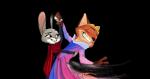 anthro black_nose cape clothed clothing cosplay crossdressing crown dancing dipstick_ears dress duo ear_markings eyebrows eyelashes female fur grey_body grey_fur headgear male male/female multicolored_ears orange_body orange_fur parody purple_eyes raised_eyebrow romantic romantic_couple simple_background transparent_background judylavernehopps disney sleeping_beauty_(1959) zootopia judy_hopps nick_wilde prince_phillip_(disney) princess_aurora_(disney) canid canine fox lagomorph leporid mammal rabbit red_fox true_fox alpha_channel signature