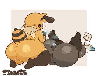 4_fingers anal_fluids antennae_(anatomy) anthro anthrofied anus arthropod_abdomen balls bent_legs big_butt blue_anus blush bodily_fluids border brown_anus brown_balls brown_clothing brown_eyes brown_legwear brown_sclera brown_stockings brown_thigh_highs butt clothing dripping duo embarrassed femboy fingers fluffy_antennae fur genitals glistening glistening_body glistening_skin grey_body hair head_tuft heart_symbol huge_butt iconography insect_wings kneeling leaking_anus legs_back legs_up legwear legwear_only male male/male mostly_nude musk neck_tuft nude open_mouth open_smile presenting puffy_anus simple_background small_mouth small_wings smile stinger stockings stockings_only sweat tan_background tan_body tan_fur text thick_thighs thigh_highs thigh_highs_only translucent translucent_wings tuft white_border wide_hips wings yellow_balls yellow_body jimmiezangoo latte_(jimmiezangoo) mint_(jimmiezangoo) arthropod bee honey_bee hymenopteran insect lepidopteran moth 2025 artist_name colored digital_drawing_(artwork) digital_media_(artwork) english_text shaded signature