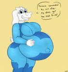 anthro belly big_belly big_breasts breasts clothed clothing cosplay female huge_belly hyper hyper_belly nipple_outline pregnant solo zero_suit undyingwolf metroid nintendo undertale undertale_(series) toriel boss_monster_(undertale) bovid caprine mammal hi_res