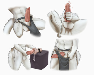 animal_genitalia anthro athletic athletic_anthro athletic_male balls bodily_fluids bottomwear close-up clothed clothing crotch_shot cum cum_on_hand cum_on_self erection fur genital_fluids genitals holding_penis loincloth loincloth_only male male_anthro masturbation nude nude_anthro nude_male penetrable_sex_toy penis sex_toy sheath simple_background sitting solo standing tail topless white_body white_fur themutt aris_(andalite) sergal 2018 5:4