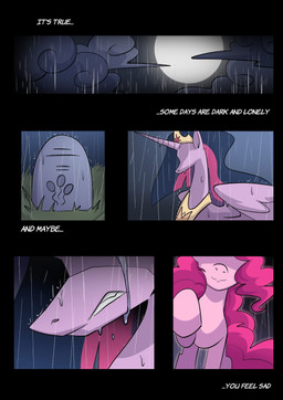 5_panel_comic armor bent_leg black_sky blue_mane bodily_fluids clenched_teeth close-up closed_smile cloud crown crying curled_tail curly_mane duo eyeless feathered_wings feathers female female_feral feral frown headgear horn light long_horn long_mane long_tail lyrics mane moon mourning mouth_closed multicolored_mane outside peytral pink_mane pink_tail princess purple_horn purple_wings raining royalty sad sky smile standing tail tears tears_of_sadness teeth text tiara tombstone two_tone_mane wet wet_body wings lornix_art friendship_is_magic hasbro my_little_pony mythology pinkie_pie_(mlp) queen_twilight_(mlp) twilight_sparkle_(mlp) earth_pony equid equine horse mammal mythological_creature mythological_equine pony winged_unicorn 2026 absurd_res colored comic digital_drawing_(artwork) digital_media_(artwork) english_description english_text hi_res lighting shaded