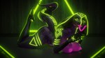 anthro big_breasts breasts female forked_tongue glowing glowing_body glowing_eyes glowing_mouth glowing_nipples glowing_scales glowing_tongue green_eyes long_tail long_tongue looking_at_viewer lying neon_lights nipples non-mammal_breasts non-mammal_nipples nude nude_anthro nude_female on_front pose purple_body purple_nipples purple_scales purple_tongue scales solo tail the_pose thick_thighs tongue tongue_out annoad annoad_(modeler) qhala reptile scalie snake 16:9 3d_(artwork) digital_media_(artwork) hi_res pinup widescreen