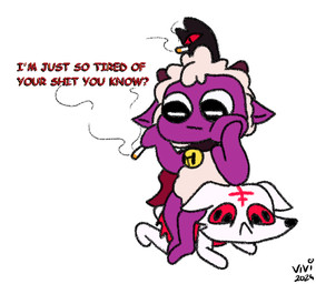 ambiguous_gender anthro cigarette cigarette_smoke duo profanity silly smoke smoking smoking_cigarette text vivipossum cult_of_the_lamb massive_monster_(studio) follower_(cult_of_the_lamb) lamb_(cult_of_the_lamb) red_crown_(cult_of_the_lamb) bovid canid canine canis caprine mammal sheep wolf english_text hi_res meme