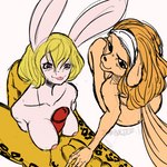 abs animal_genitalia anthro blep blonde_hair blush breast_play breasts brown_body brown_fur female fur genitals group hair hand_on_hip male male/female orange_hair sex sheath smile titfuck tongue tongue_out white_body white_fur yellow_body yellow_fur jumboliee one_piece carrot_(one_piece) pedro_of_the_treetops wanda_(one_piece) canid canine felid humanoid jaguar lagomorph leporid mammal minkmen_(one_piece) pantherine rabbit 1:1 hi_res unfinished