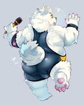 anthro balls_outline black_nose bulge butt detailed_bulge fur genital_outline humanoid_hands kemono male overweight overweight_anthro overweight_male solo white_body white_fur wrestling_singlet nekomarudon tanukimaru canid canine canis domestic_dog mammal nordic_sled_dog samoyed spitz 2021 4:5