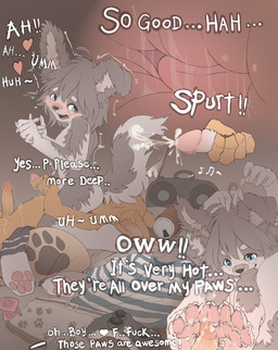4_toes 5_fingers anal anthro anthro_on_anthro barefoot bed blue_eyes blush bodily_fluids butt circumcised clothing condom cum cum_in_toes cum_on_feet cumshot deep_rimming duo ejaculation erection feet fingers floppy_ears fluffy foot_fetish foot_play footjob footwear fur furniture genital_fluids genitals grey_body grey_fur grey_hair hair handjob handjob_while_rimming hindpaw humanoid_genitalia humanoid_penis lying male male/male nude oral orange_body orange_fur orange_hair orange_penis orgasm panties paws penile penis pillow profanity reach_around rimming seductive sex sexual_barrier_device shirt shota socks soles text toes topwear two-footed_footjob underwear white_body white_fur white_penis young young_anthro young_male young_on_young makioraku league_of_legends riot_games tencent misha_makioraku canid canine canis mammal wolf yordle absurd_res digital_media_(artwork) english_text hi_res