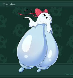 accessory areola bedsheet_ghost big_breasts blue_areola blue_body blue_nipples blush blush_stickers bow_(feature) bow_accessory bow_ribbon breasts centered_hair_bow female hair_accessory hair_bow hair_ribbon huge_breasts hyper hyper_breasts long_nipples nipples one_eye_closed open_mouth open_smile ribbons smile solo text tasteofchoklit boo-bie ghost spirit 2021 absurd_res character_name digital_media_(artwork) english_text hi_res letterbox