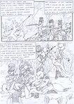 accessory anthro badger battle black_and_white blood blood_on_arm blood_on_hand blood_splatter bodily_fluids boots canid canine canis clothing comic english_text eyes_closed female flashback folded_ears footwear forced forest freckles fur grass group gun gunshot_wound hair hair_accessory historical honey_badger imminent_rape immobilization kangaroo kitfox-crimson long_hair macropod male mammal marsupial melee_weapon military_hat military_uniform monochrome mustelid musteline nipples nude open_mouth plant polearm punch ranged_weapon rifle shoes shrub sketch spear standing stolen_generation text torture tree tribal uniform weapon