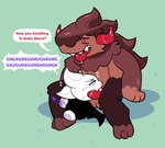 ambiguous_gender ambiguous_penetrated anthro anthro_on_anthro anthro_penetrated anthro_penetrating anthro_penetrating_anthro balls bat_wings blush bodily_fluids brown_body brown_fur candy chocolate dessert dialogue duo eyes_closed fellatio flying_sweatdrops food fur genitals grass horn larger_male looking_down_at_partner male male/ambiguous male_penetrating male_penetrating_ambiguous membrane_(anatomy) membranous_wings open_mouth oral penetration penile penis penis_in_mouth plant red_eyes red_horn sex size_difference smaller_ambiguous speech_bubble sweat sweatdrop tail teeth tongue tongue_out wings pawplants cookie_run cookie_run_kingdom devsisters mythology bat_cat_(cookie_run) schwarzwalder bat canid canine food_creature living_candy living_chocolate mammal mythological_canine mythological_creature werecanid werecanine werecreature werewolf 2021 digital_media_(artwork) hi_res