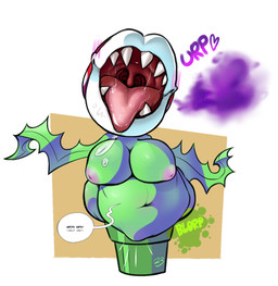 abdominal_bulge anthro areola belly big_areola big_breasts blush blush_lines bodily_fluids breasts bulge burp_cloud burping duo female female/female inverted_nipples lips nipples organs overweight plant rumbling_stomach saliva saliva_on_tongue saliva_string sharp_teeth stomach teeth thick_lips tongue tongue_out vore rb23 mario_bros nintendo elemental_creature flora_fauna piranha_plant hi_res