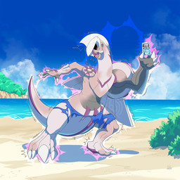 beach big_toes black_sclera claws clothing cloud day detailed_background expansion feet foot_expansion hair holding_card long_neck male mid_transformation neck_expansion open_mouth outside plant pokemon_card sand shrub smile solo species_transformation standing tail toe_claws toe_expansion toes torn_clothing transformation nolhyaa nintendo pokemon pokemon_tcg generation_4_pokemon generation_7_pokemon human legendary_pokemon mammal palkia pokemon_(species) 1:1 2024 digital_media_(artwork) hi_res