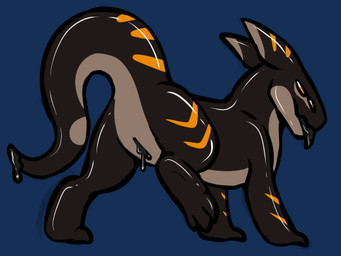 3_toes brown_body dripping_vulva ear_fins feet female feral fin genitals juice multi_eye orange_eyes quadruped raised_leg raised_tail solo tail toes tongue tongue_out vulva symrea mythology dragon mythological_creature mythological_scalie scalie wingless_dragon 4:3 alpha_channel