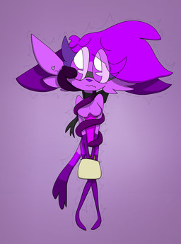 accessory anthro big_penis black_bow blush bow_(feature) bow_ribbon breasts cheek_tuft chest_tuft clothing ears_down entangled eyebrows eyelashes eyewear facial_tuft featureless_breasts fluffy fluffy_chest fur furgonomics genitals glasses gynomorph hair heart_symbol herm holding_bag holding_handbag holding_object huge_penis humanoid_genitalia humanoid_penis hyper hyper_genitalia hyper_penis intersex leggings legwear long_penis looking_at_genitalia looking_at_penis neck_bow nervous nude nude_anthro penis pivoted_ears prehensile_penis purple_body purple_eyes purple_fur purple_hair purple_nose purple_penis sentient_penis shaking shivering shy solo standing submissive submissive_gynomorph submissive_intersex tail throbbing throbbing_penis tuft unusual_anatomy unusual_genitalia unusual_penis toddjackjuster may_telly domestic_cat felid feline felis mammal absurd_res hi_res