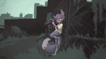 alley anthro bottomless camera clothed clothing digitigrade female fur outside photography purple_body purple_fur solo tail yellow_eyes animancer canid canine domestic_cat felid feline felis fox mammal marley_(disambiguation) absurd_res digital_media_(artwork) hi_res