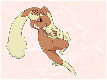 3_fingers :3 action_pose ambiguous_gender anthro black_nose blush blush_lines brown_body butt butt_from_the_front featureless_crotch fingers fur kick midair open_mouth open_smile outline pink_background pose simple_background smile solo tan_body tan_fur text hurai_of_kaki nintendo pokemon generation_4_pokemon lopunny pokemon_(species) 2024 4:3 digital_media_(artwork) hi_res japanese_text partially_translated translation_check translation_request