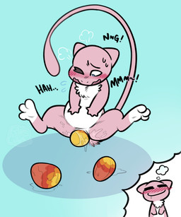 blush bodily_fluids breath chest_tuft cloud_emanata daydream drooling egg egg_from_vagina emanata eyes_closed female floating genital_fluids genitals hand_on_belly one_eye_closed oviposition panting pregnant pregnant_female pussy_juice_on_egg saliva semi-anthro solo spread_legs spreading sweat sweatdrop tuft vaginal_fluids vulva eclairscollection nintendo pokemon mallow_(some_nerd) generation_1_pokemon legendary_pokemon mew_(pokemon) pokemon_(species)