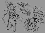 5_fingers anthro apology big_nose black_eyebrows blush blush_lines bodily_fluids bottomless bottomless_anthro bottomless_female butt cleaning clothed clothed_anthro clothed_female clothing crown directional_arrow duo ear_piercing exclamation_point eyebrow_through_hair eyebrows eyes_closed facial_hair featureless_legs female female_anthro fingers grey_background hair hat headgear headwear heart_symbol long_ears long_hair male mostly_offscreen_character mostly_offscreen_human mostly_offscreen_male mustache nervous nervous_smile nervous_sweat nickname noseless piercing sigh simple_background standing sweat talking_to_another talking_to_partner text translucent translucent_hair flamigoat mario_bros mario_plus_rabbids_kingdom_battle nintendo raving_rabbids rayman_(series) ubisoft mario rabbid_peach rayman human lagomorph mammal rabbid raypeople_(rayman) 2024 artist_name crossover digital_drawing_(artwork) digital_media_(artwork) english_text guide_lines hi_res multiple_images sketch_page