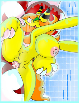 big_breasts bodily_fluids breasts cum cum_inside curly_hair duo female genital_fluids hair male male/female mature_female sex shower redmagejacob mythology nintendo pokemon cynthia_ampharos_(redmagejacob) ampharos dragon generation_2_pokemon generation_6_pokemon humanoid lagomorph leporid mammal mega_ampharos mega_evolution mythological_creature mythological_scalie pokemon_(species) rabbit scalie hi_res