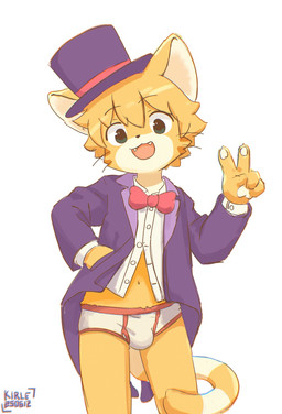 anthro bangs briefs bulge clothed clothing hair hair_between_eyes hat headgear headwear male male_anthro pantsless solo tighty_whities top_hat underwear white_briefs white_clothing white_underwear y-fronts young young_anthro young_male kirlecore giggleland eliot_(giggleland) domestic_cat felid feline felis mammal hi_res