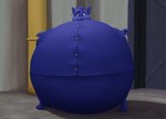 anthro blue_body blue_fur blue_hair blueberry_inflation body_inflation button_(fastener) cheek_bulge claws clothed clothing detailed_background fur hair inflation inside male pipe_(tube) pipeline solo spherical_inflation standing tight_clothing lemurlemurovich charlie_and_the_chocolate_factory willy_wonka_and_the_chocolate_factory canid canine canis mammal wolf 2022