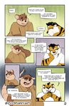 2020 absurd_res anthro anthro_on_anthro belly clothing comic dialogue duo english_text eyes_closed eyewear felid fur glasses grey_body grey_fur hi_res inside izvy_(artist) jax_tigerson male male/male mammal mr._plagait murid murine overweight overweight_male pantherine rat rodent shirt speech_bubble stated_homosexuality stated_sexuality student teacher teacher_and_student text tiger topwear