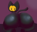 anthro anus big_butt black_body black_fur black_tail butt female fur genitals holidays looking_back pussy simple_background solo tail thick_thighs yellow_sclera cyandrive98 google google_doodle halloween magic_cat_academy momo_(google) domestic_cat felid feline felis mammal 2020 absurd_res hi_res