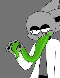 anthro black_bottomwear black_clothing black_eyelids black_pants black_pawpads bodily_fluids bottomwear clothing coat drool_on_hand drooling eyewear fur glasses glistening glistening_tongue goo_tongue green_tongue grey_body grey_fur lab_coat long_tongue male open_mouth pants pawpads saliva saliva_on_tongue slime slimy_tongue solo teeth tongue tongue_on_paw tongue_out topwear wearing_glasses yellow_teeth skllfck felid feline mammal hi_res