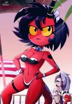 angry annoyed bikini black_hair breasts cleavage clothed clothing crossed_arms cuffs_(clothing) female group hair hands_on_hips horn looking_aside looking_at_viewer maid_bikini maid_headdress maid_uniform male not_furry outside partially_shaved_head red_body red_eyes red_skin skimpy_bikini sky solo_focus swimwear tail trio two-piece_swimsuit uniform white_hair yellow_sclera the-butcher-x helluva_boss human_loona_(vivzmind) loona_(helluva_boss) millie_(helluva_boss) moxxie_(helluva_boss) demon horned_humanoid human humanoid imp mammal tailed_humanoid 2024 hi_res