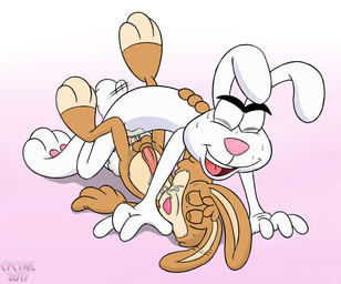 anal anthro anvil_position bodily_fluids brown_body brown_fur cum cum_in_ass cum_inside cum_on_belly cum_on_body cum_on_face cum_on_own_face cum_on_penis cum_on_self duo erection from_front_position fur genital_fluids genitals legs_up lying male male/male mascot motion_lines nude on_back open_mouth penis pink_background pink_penis sex simple_background smile teeth white_body white_fur cpctail general_mills nesquik trix nesquik_bunny trix_rabbit lagomorph leporid mammal rabbit 2017 hi_res watermark