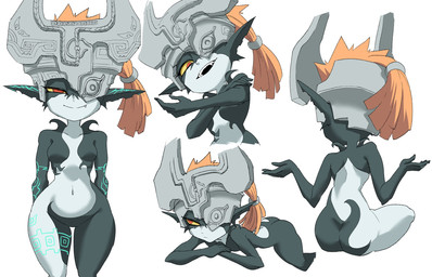 bedroom_eyes butt clothing exposed_ass fangs female fused_shadow gesture hair headgear headwear narrowed_eyes navel nude orange_hair seductive shrug solo technically_nude teeth ilo_a5 nintendo the_legend_of_zelda twilight_princess midna imp twili hi_res
