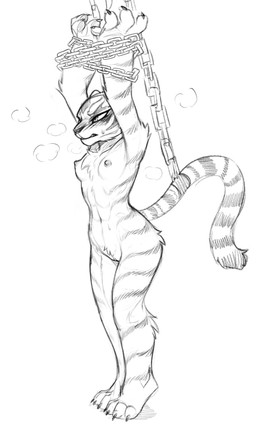 abs angry anthro areola arm_markings arms_above_head athletic athletic_anthro athletic_female back_markings bdsm big_pawpads biped bodily_fluids bondage bound breasts breath chain chained chest_tuft claws clenched_teeth erect_nipples facial_markings feet female female_anthro finger_claws fingerpads fingers forehead_markings fur fur_markings genitals hands_above_head head_markings hip_markings iris leg_markings long_tail markings narrowed_eyes navel nipples nude nude_anthro nude_female pawpads plantigrade pupils raised_arms raised_heel simple_background slim slim_anthro slim_female slit_pupils small_breasts solo standing striped_body striped_fur striped_markings striped_tail stripes sweat sweatdrop tail tail_bondage tail_markings tail_tied teeth three-quarter_view tied_to_tail tiptoes toe_claws toes tuft vulva w4g4 dreamworks kung_fu_panda master_tigress felid mammal pantherine tiger 2025 absurd_res english_description full-length_portrait greyscale hi_res monochrome portrait sketch